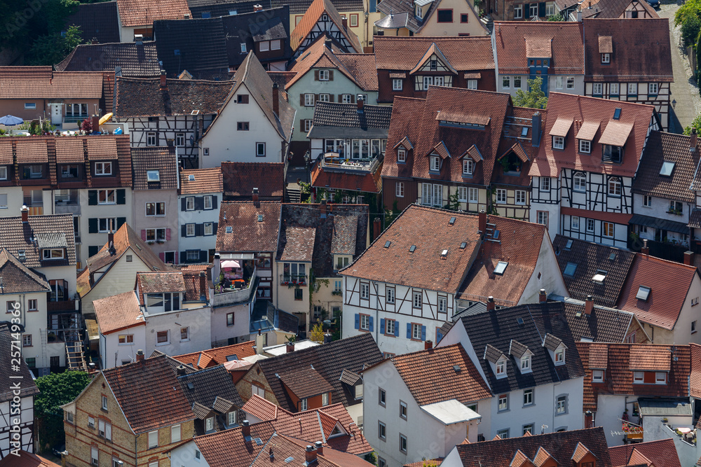 View to the old medieval town of Weinheim, Germany