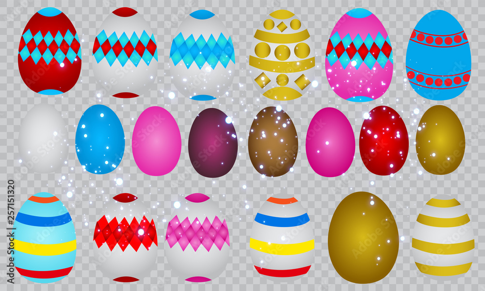 Happy Easter. Color Easter eggs set with different patterns. Set of Easter eggs with different texture on a white background.Spring holiday. Vector Illustration.Happy easter eggs Happy Easter. Color Easter eggs set with different patterns. Set of Easter eggs with different texture on a white background.Spring holiday. Vector Illustration.Happy easter eggs