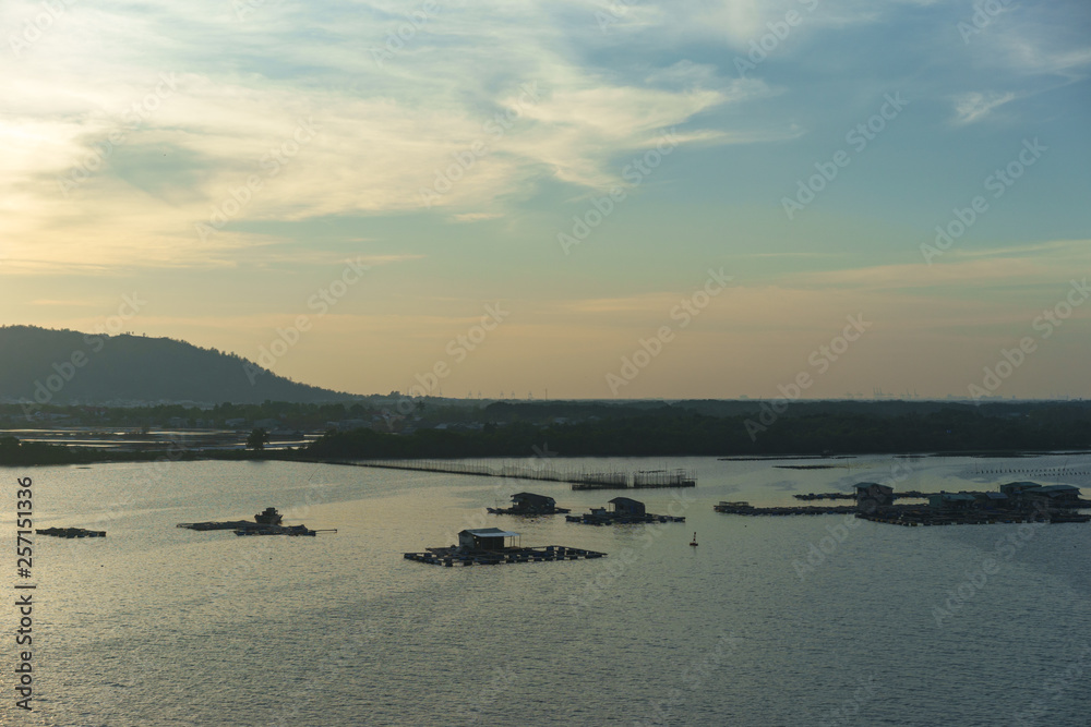 Obraz premium seafood farm on the river