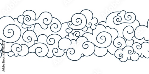 Asian cloud pattern. Chinese japanese oriental border hand drawn tibetan sky ...