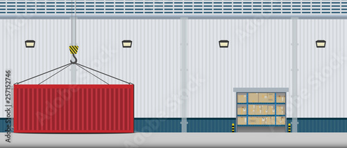 Warehouse exterior with container