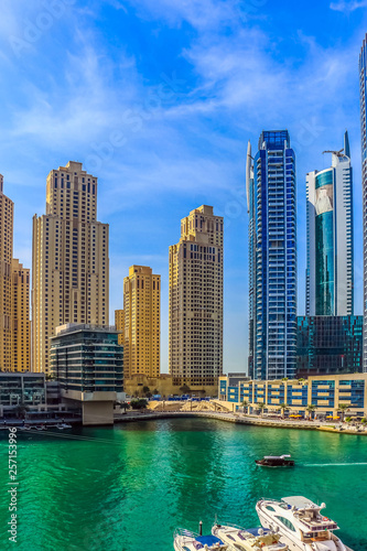Amazing view of Dubai Marina Waterfront Skyscraper, Residential and Business Skyline in Dubai Marina, United Arab Emirates © Abrar