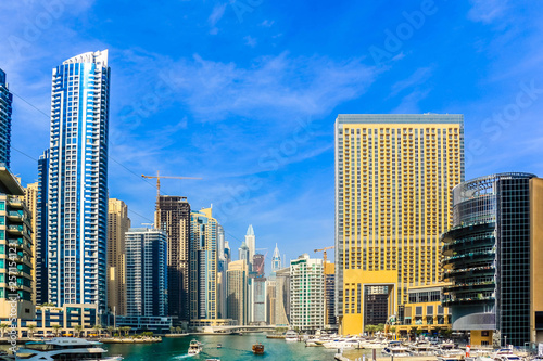 Amazing view of Dubai Marina Waterfront Skyscraper  Residential and Business Skyline in Dubai Marina  United Arab Emirates