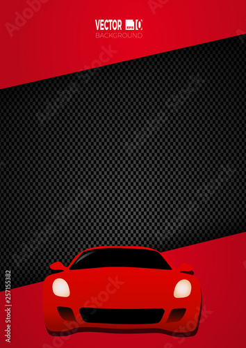 Car racing on on carbon fiber background. Vector poster