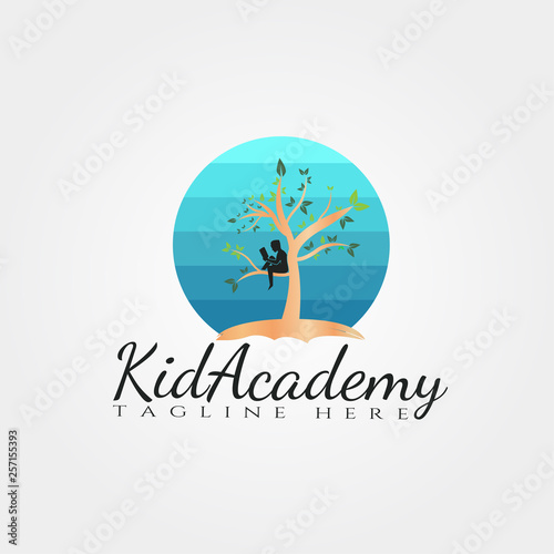 Children Academy tree vector logo design kid academy icon