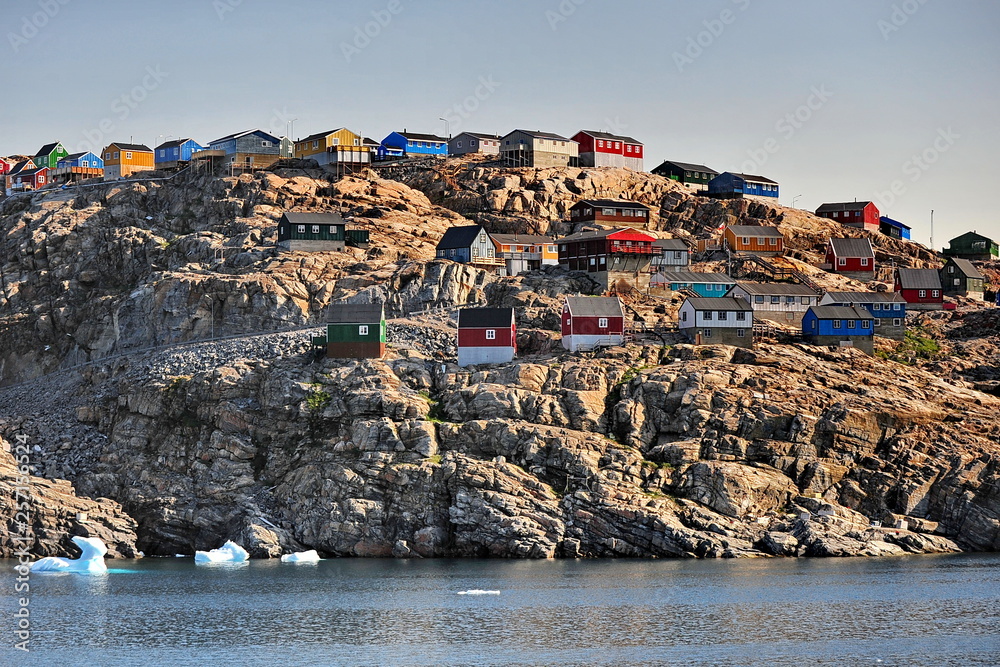 Colorful houses of the Greenland settlement.