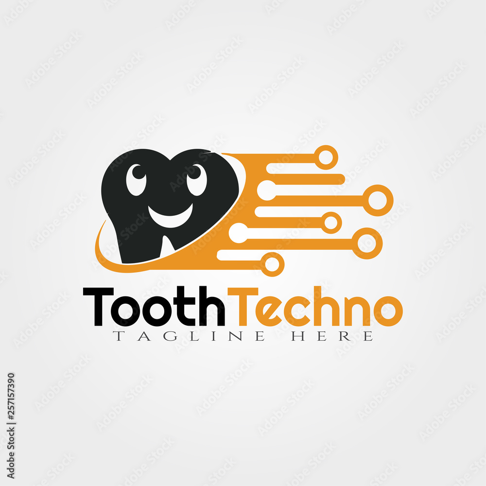 Tooth Technology vector logo design,human dental icon