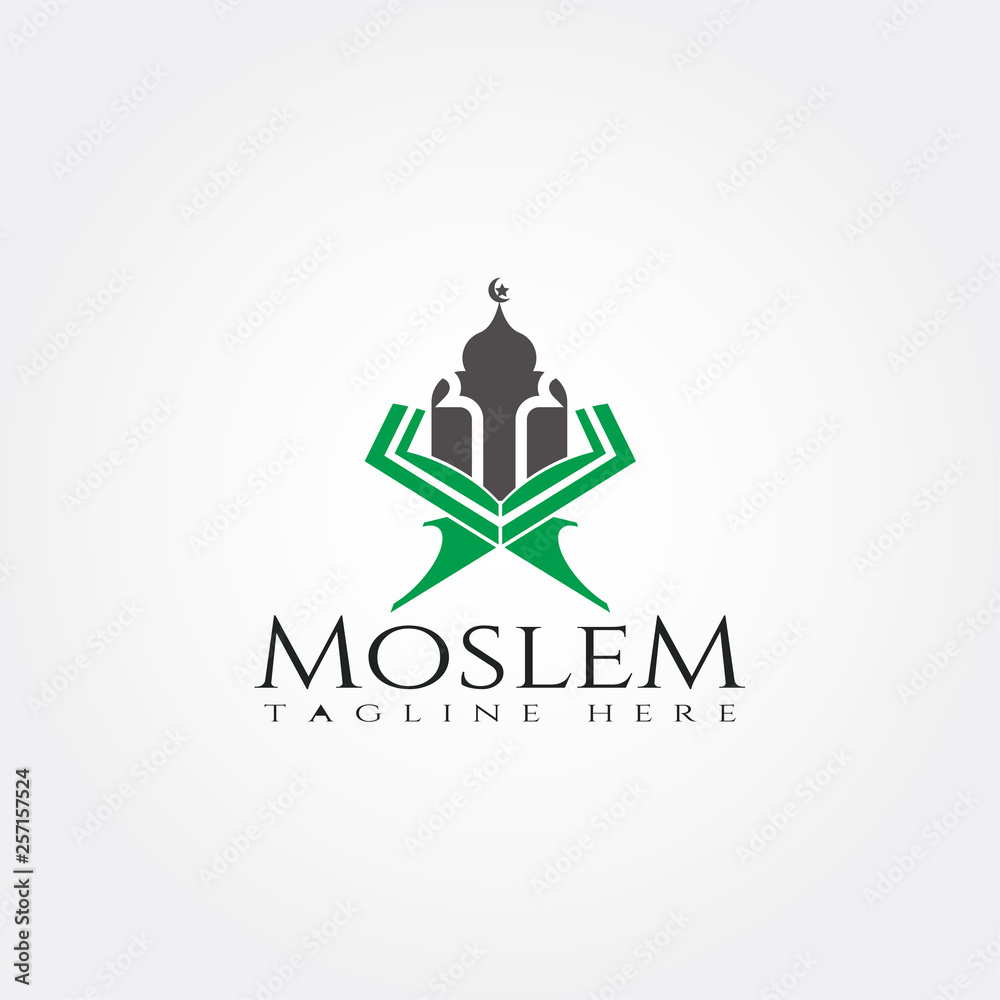 islamic logo template,mosque and Quran icon combination ,illustration element -vector islamic logo template,mosque and Quran icon combination ,illustration element -vector