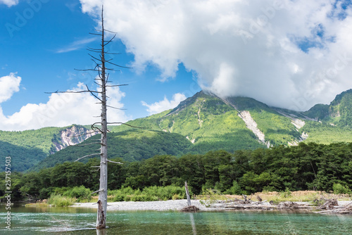 Kamikochi Japan, Taisho-ike pond and Mt Yakedake photo