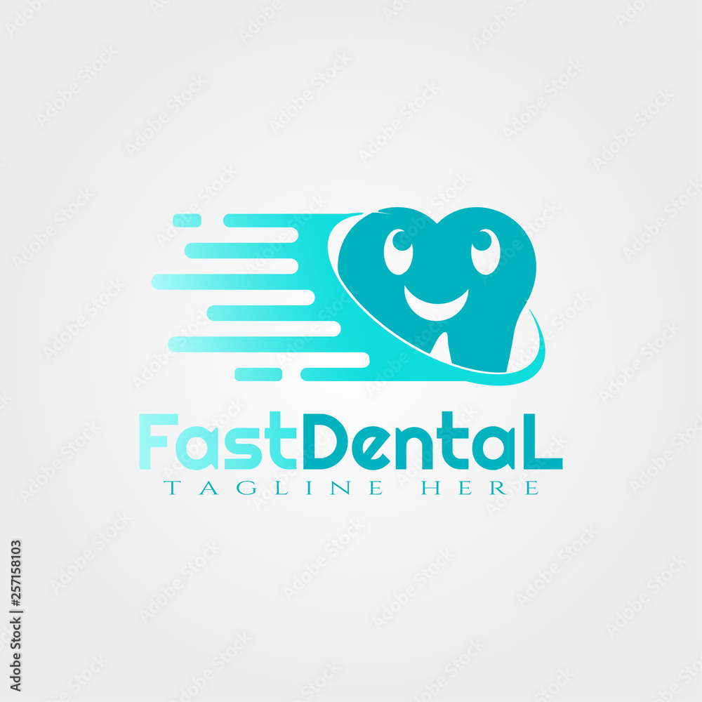 Fototapeta premium Fast dental vector logo design,human tooth icon