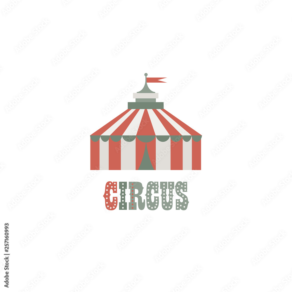 Logotype illustration. Circus tent on white isolated background.