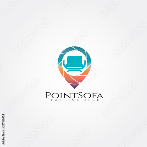 Furniture logo template,pin and seat icon combination ,illustration element -vector