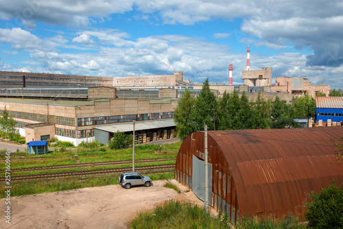 Top view of the industrial district.  Novgorod region, Borovichi, Russia photo