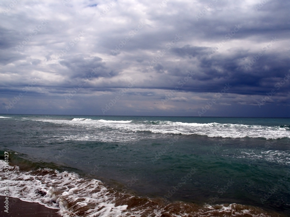 Storm clouds over the Tyrrhenian sea in Southern Italy