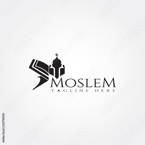 Islamic icon - with mosque and quran or koran concept