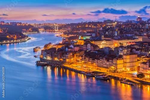 Evening cityscape of Porto (Oporto), Portugal