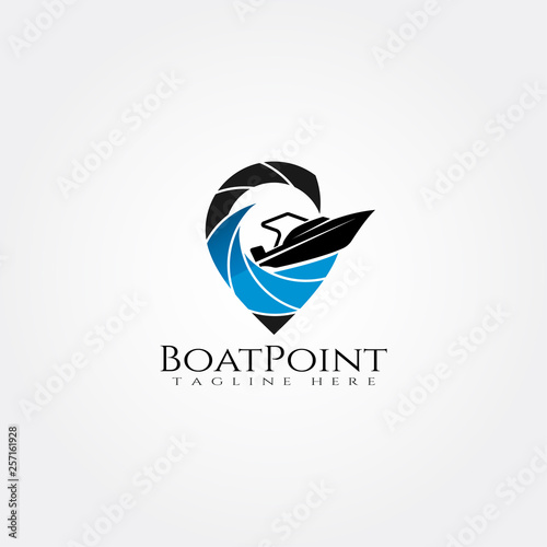 boat ship point flat icon for apps or website