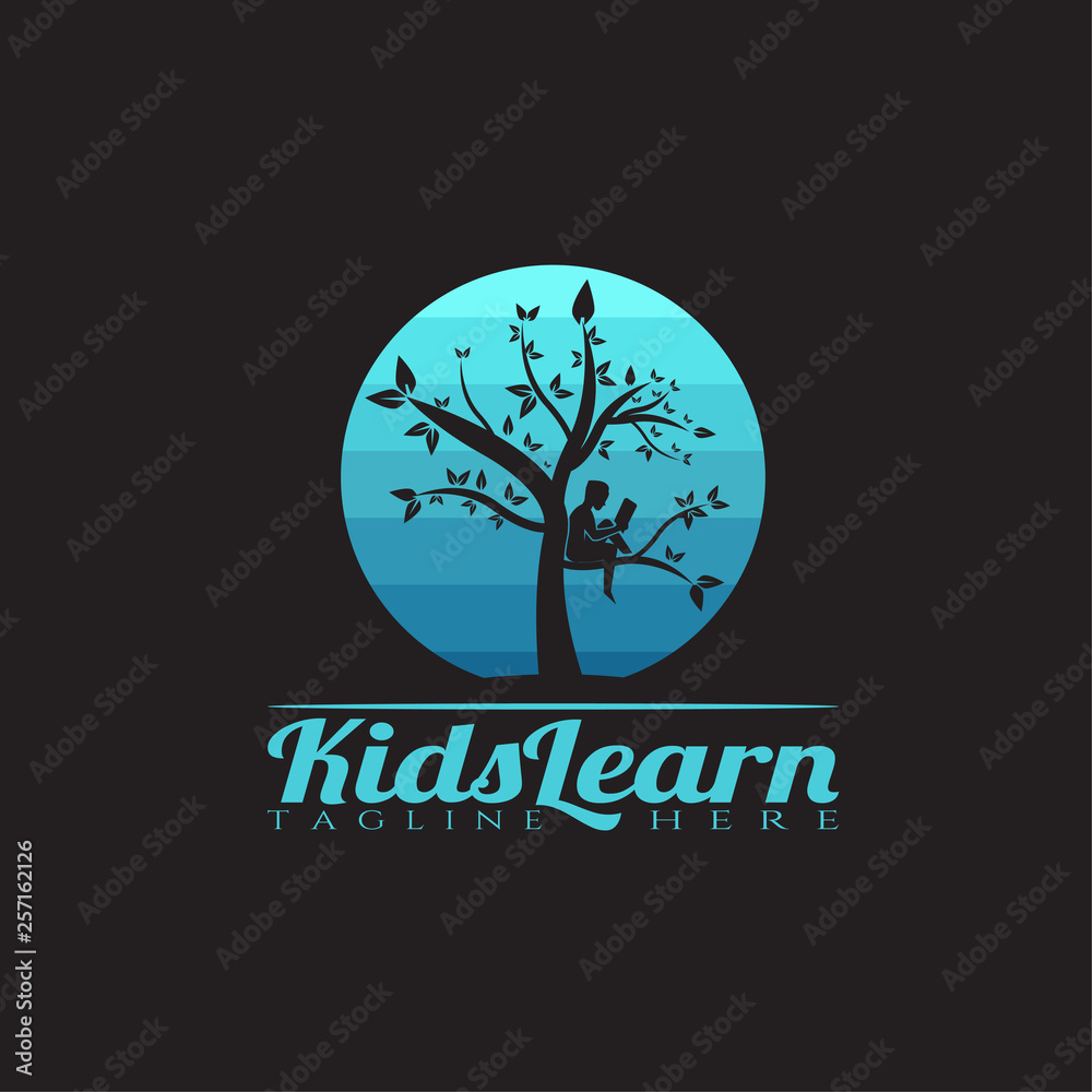 Children Learning vector logo design,kid learn