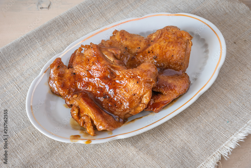 Teriyaki chicken on a plate - Asian cuisine. Teriyaki chicken on a plate - Asian cuisine.
