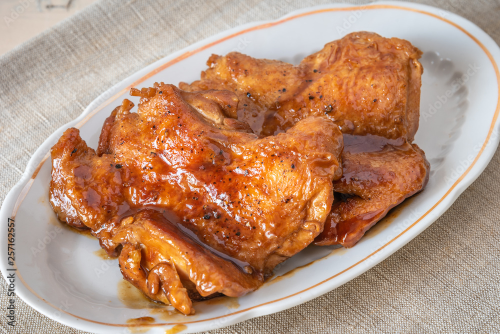 Teriyaki chicken on a plate - Asian cuisine. Teriyaki chicken on a plate - Asian cuisine.