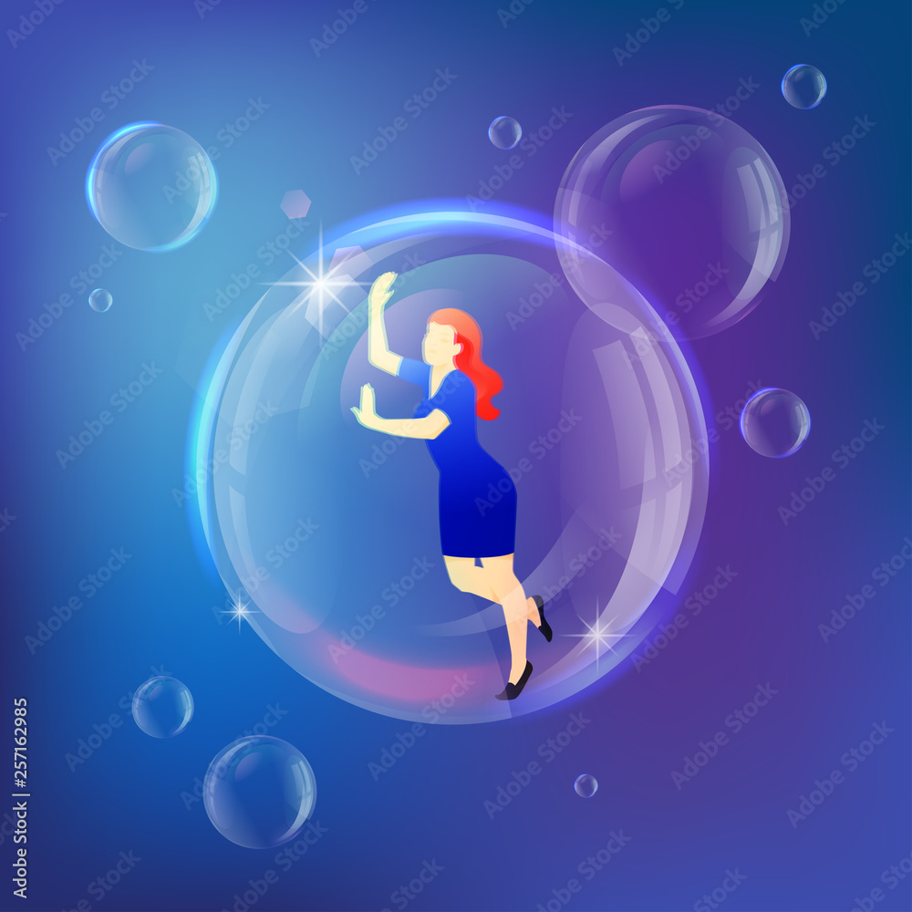 Fototapeta premium Woman Inside Bubble Metaphor