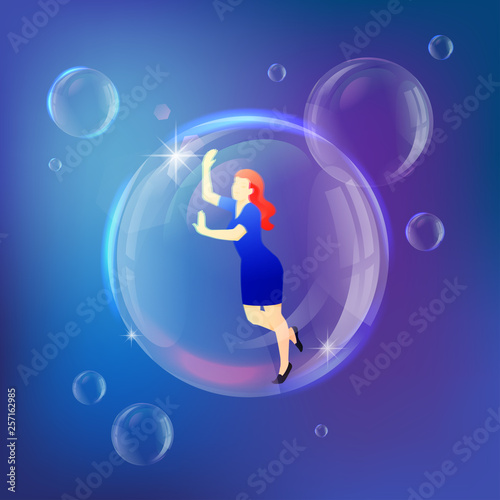 Woman Inside Bubble Metaphor © svetabelaya