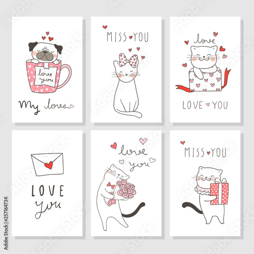 Draw set greeting card for Valentine