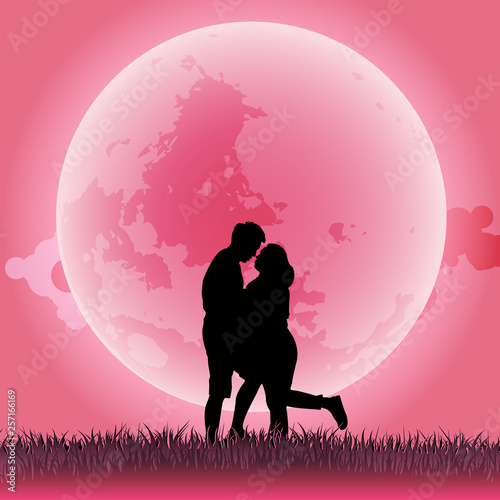 Silhouette of couple in love Concept of valentine day vector