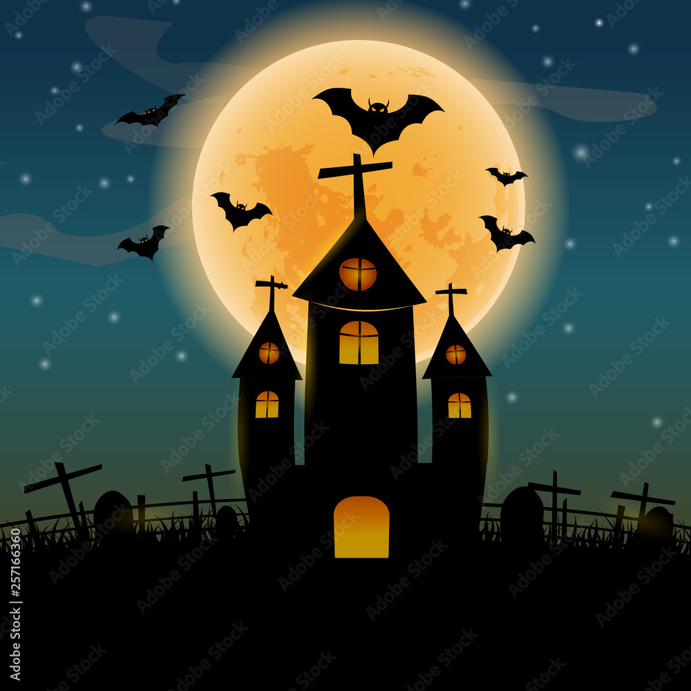 The bats are flying on Halloween.vector