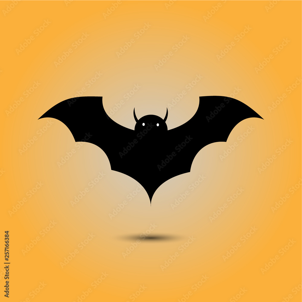 bat vector on yellow background Halloween concept