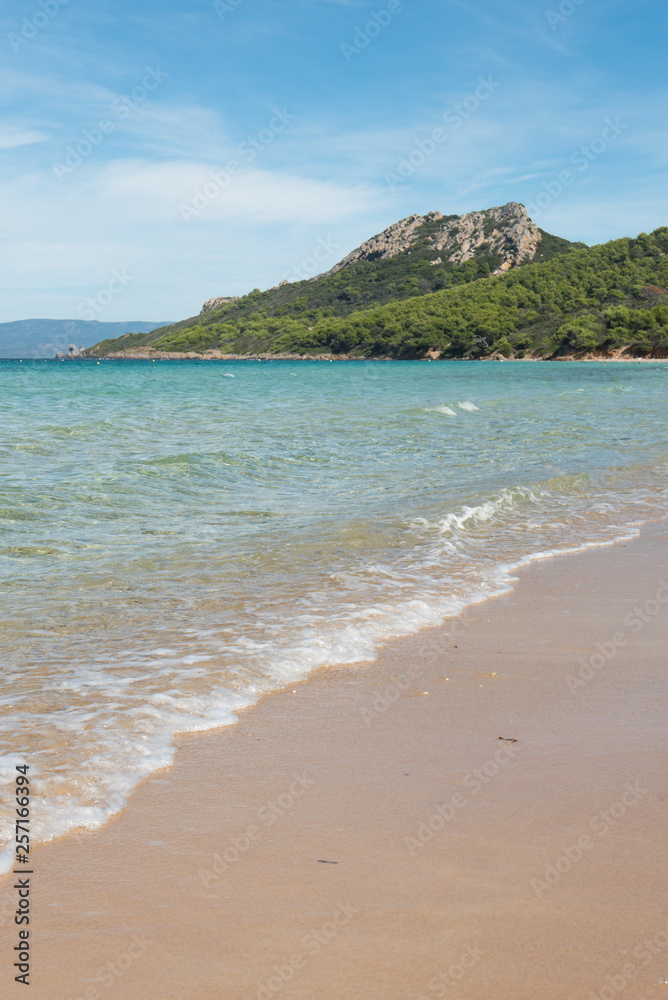 Obraz premium Paradisiacal beach of Notre Dame, island of Porquerolles, in the south of France.