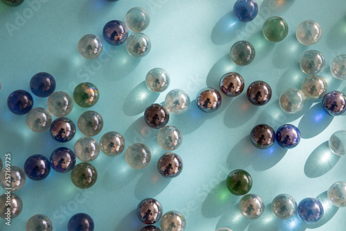 beads on blue background