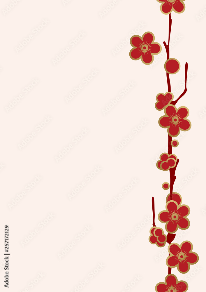 梅とメジロのパターン シームレスな日本の模様 春の和柄 梅の花のイメージイラスト Stock Vector Adobe Stock