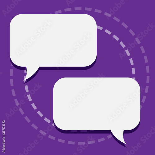 Two Blank White Speech Balloon Engaging in Conversation on Pastel Backdrop Copy Space design Empty template text for Ad, promotion, poster, flyer, web banner, article