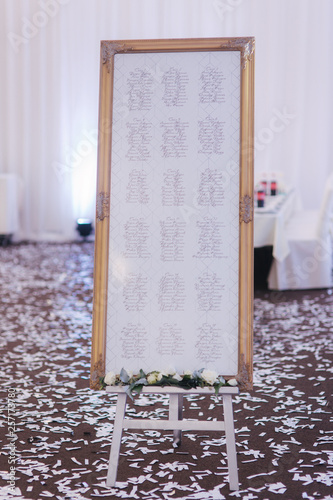 Elements of wedding decoration in the rstaurant photo