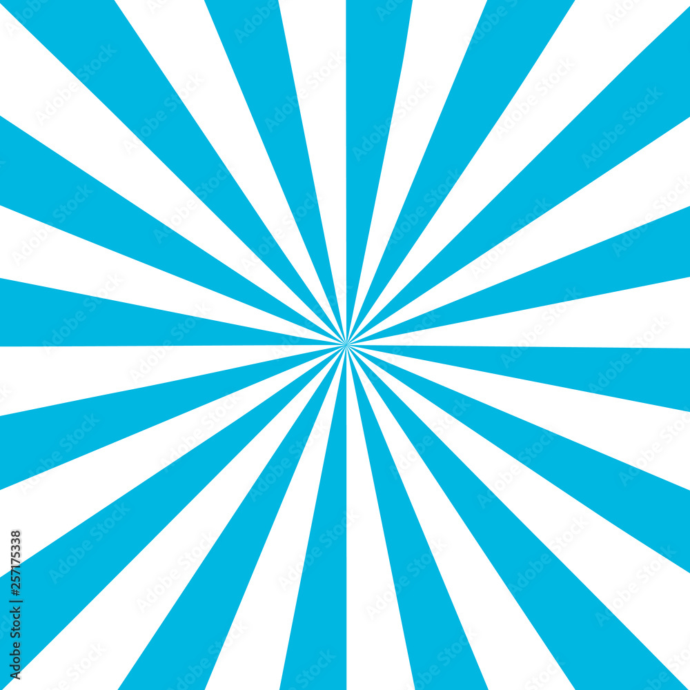 Blue white sunbeam background. Blue striped abstract wallpaper. Vector illustration