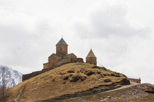 church on the hill in kazbegi mountains