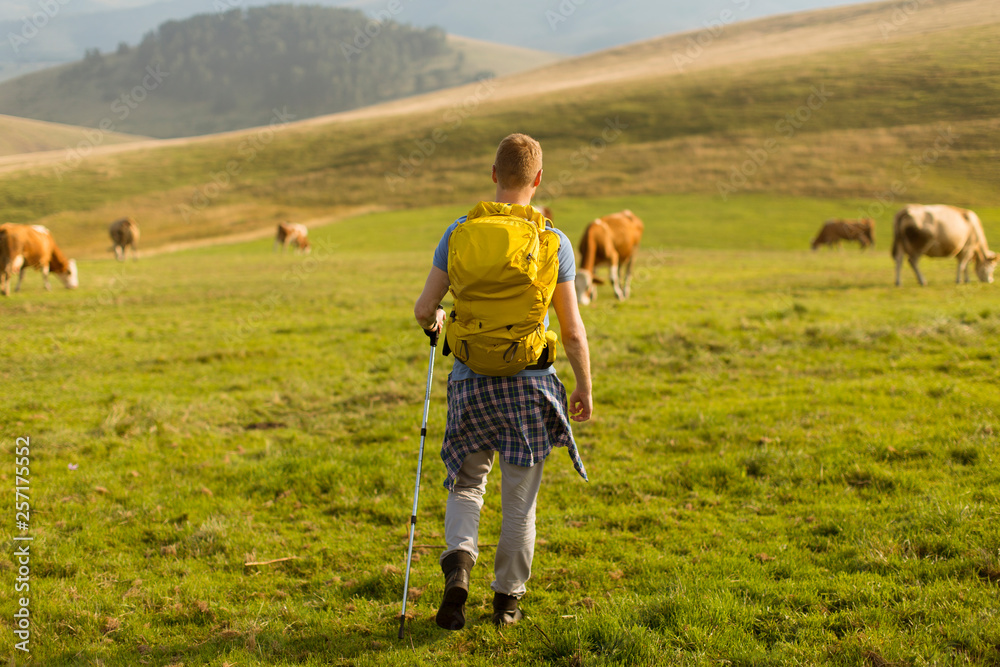 Handsome young red hair man hiking Handsome young red hair man hiking