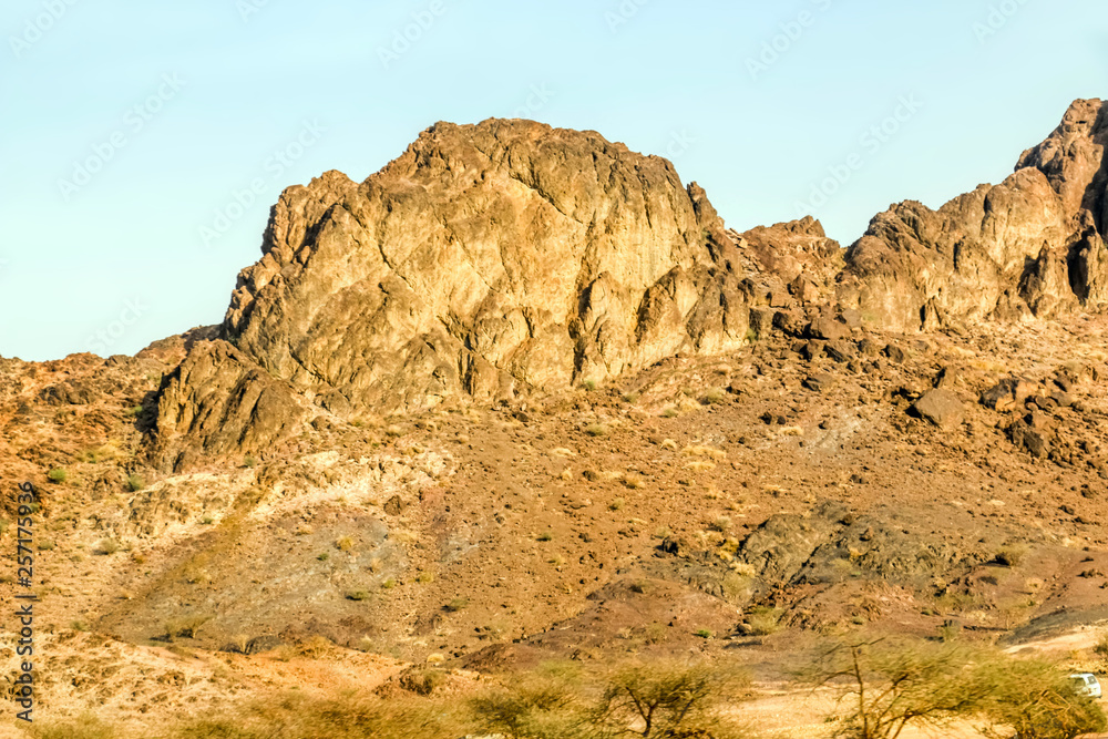 Geological landscape of Saudi Arabia Mountains Characterised by Dry and Rocky Mountains of Wadi Gin, Saudi Arabia