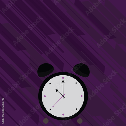 Colorful Round Analog Two Bell Alarm Desk Clock with Seconds Hand photo Copy Space design Empty template text for Ad, promotion, poster, flyer, web banner, article