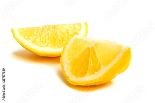 yellow slice lemon on white background