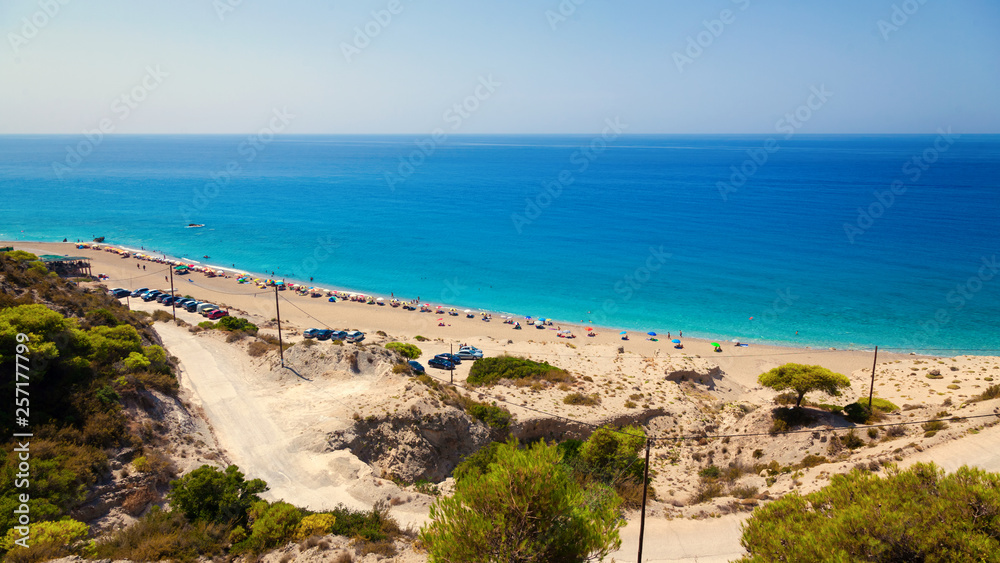 Gialos beach on the west coast of Lefkada island in Greece