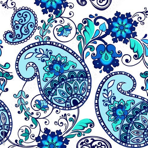 Indigo traditional paisley pattern