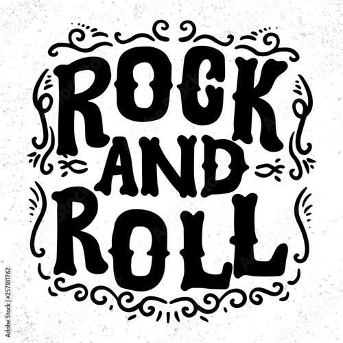 Rock and roll. lettering phrase for greeting card, invitation, banner, postcard, web, poster template.