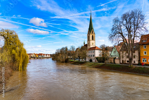 Stiftskirche St. Moriz (Collegiate Church Saint Morris) in Rottenburg am Neckar..Cityscape, River, Spring, Rottenburg am Neckar, Tübingen photo