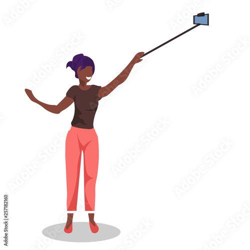 African American woman taking selfie photo