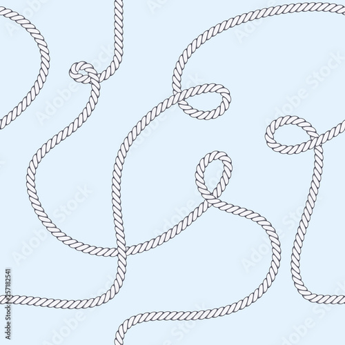 Elegant trendy modern vector seamless pattern with beautiful fashion marine rope on a light blue background. For textile, backrounds, posters, clotches and accessory.