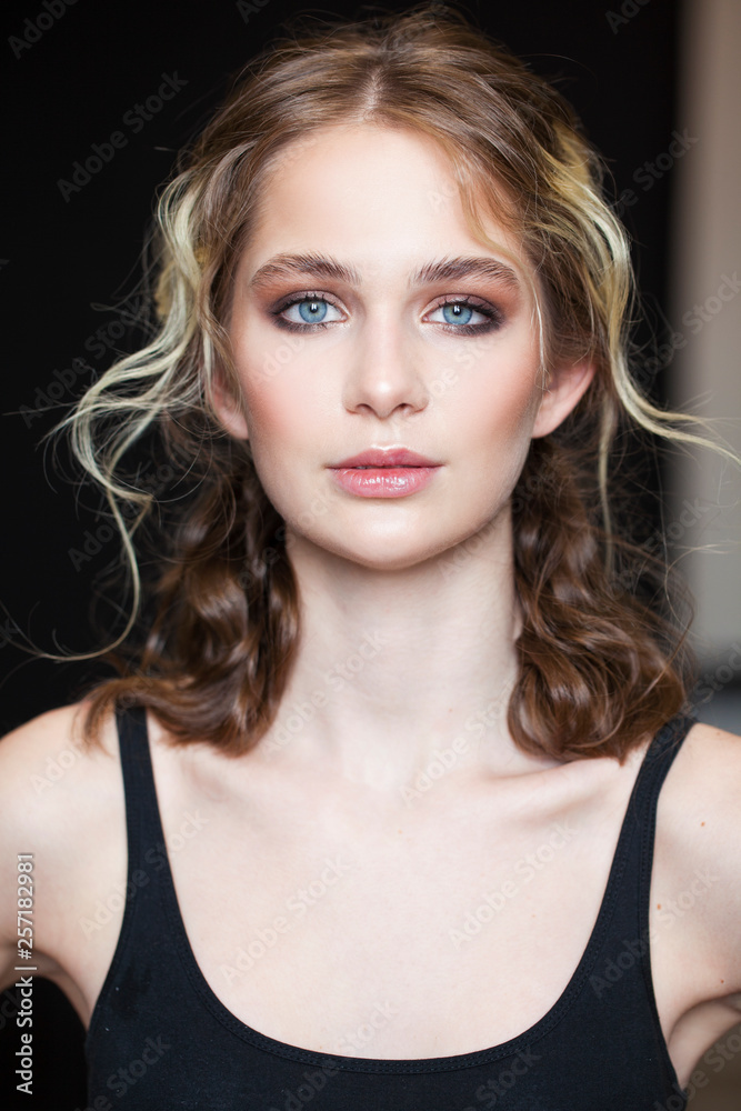 Make up beauty. Close up beautiful blonde fashion young woman Make up beauty. Close up beautiful blonde fashion young woman