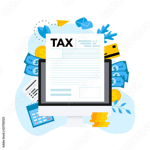 Online tax payment vector illustration concept. Filling tax form