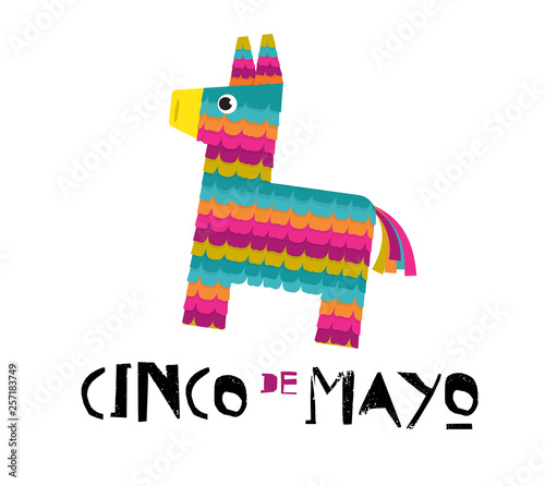 Mexican Fiesta banner and poster design with donkey pinata, flowers, decorations